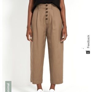 Frank & Oak High-Waisted Buttoned Pants in Bark